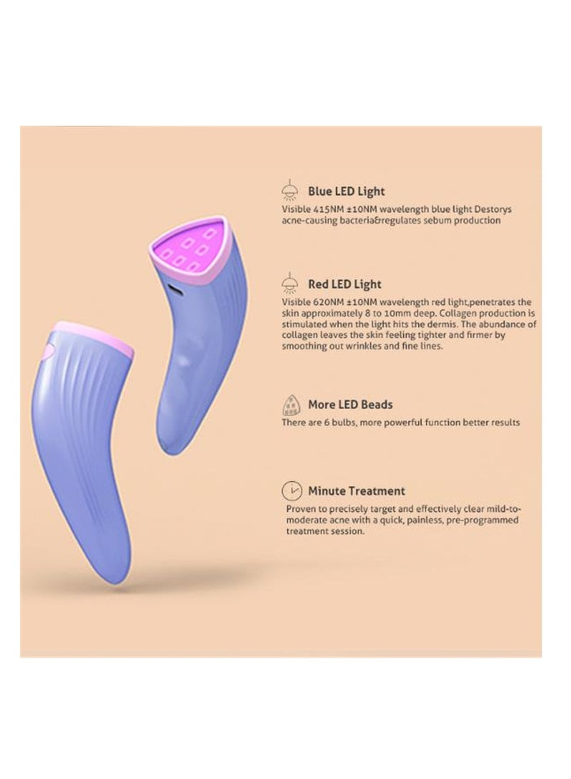 LED Acne Treatment Device, Red and Blue Light Therapy for Acne Spots, Pimples, Zits, Facial Aesthetic Device for Clear Skin, Blue