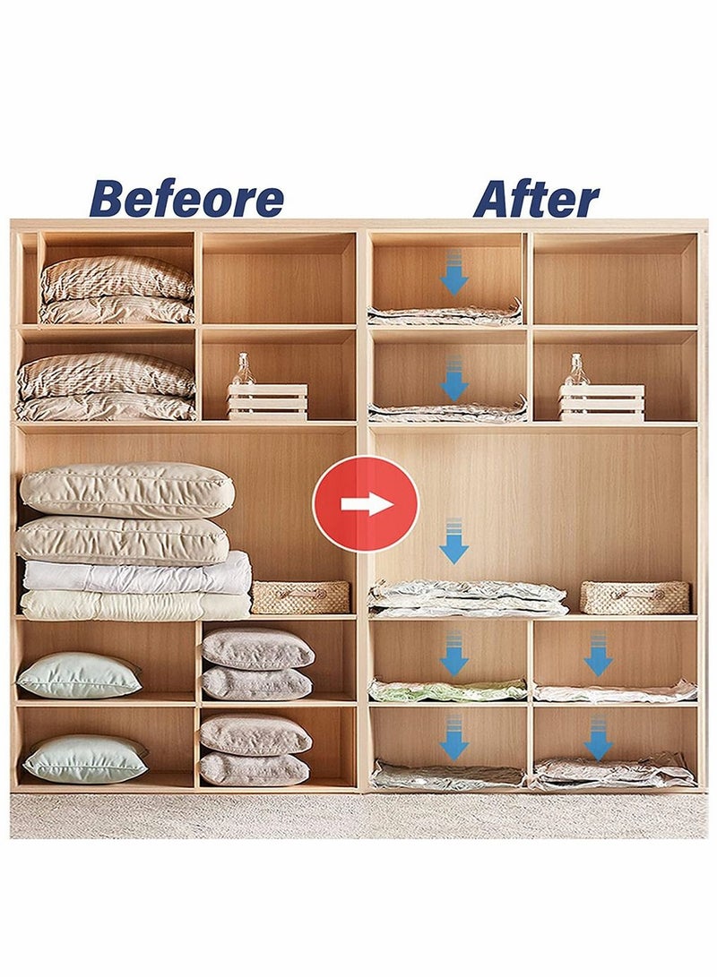 11 Pack Vacuum Storage Bags (1 Jumbo, 3 Large, 3 Medium, 3 Small , 1 hand pump ) Reusable Compression Bags for Travel And Closet Organization