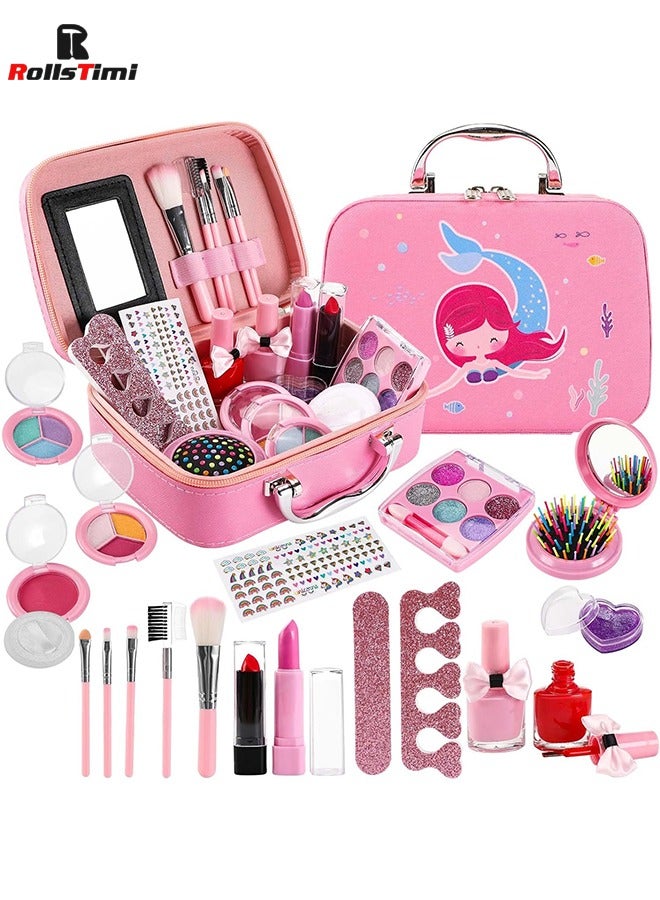Makeup Kit With Storage Case Pink Color Portable, Non-toxic, Durable, And Washable