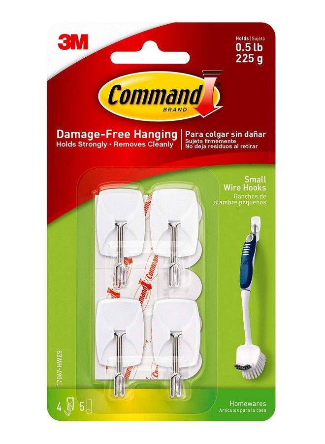 Small Wire Hooks White Holds Up To 0.5 Lbs Indoor Use 4 Hooks 5 Strips Organize Damage Free