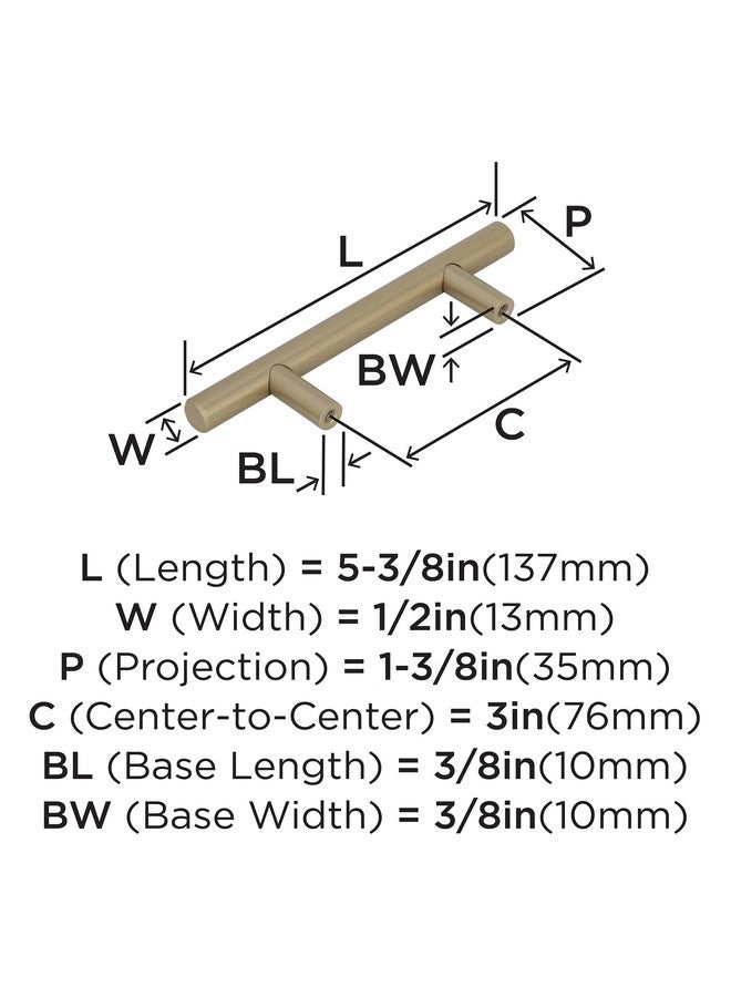 Bar Pulls 3 In (76 Mm) Centertocenter Golden Champagne Cabinet Pull 10 Pack