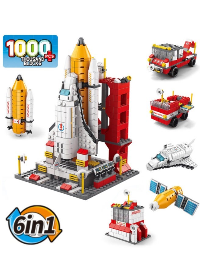 6-in-1 Aerospace Building Blocks Set, Space Exploration Shuttle Building Toys, Rocket Ship Toy Set, Space Launch System Building Blocks Set, Ideal Gifts for Kids Age 6+ Year Old (1000 PCS)