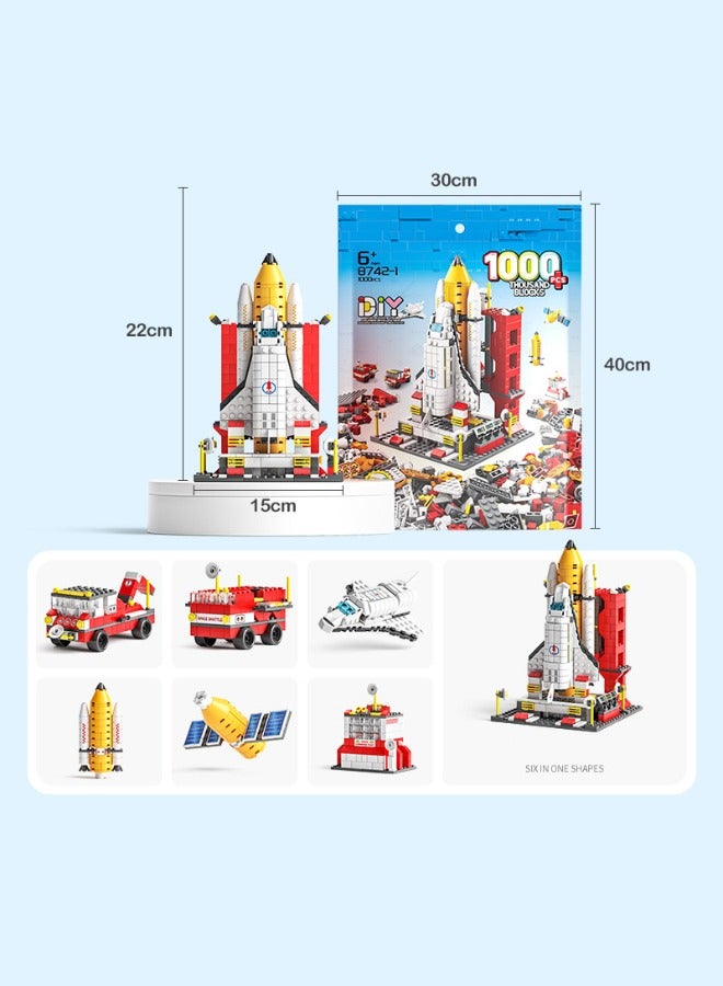 6-in-1 Aerospace Building Blocks Set, Space Exploration Shuttle Building Toys, Rocket Ship Toy Set, Space Launch System Building Blocks Set, Ideal Gifts for Kids Age 6+ Year Old (1000 PCS)