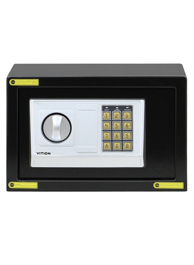 Safe Box with Electronic Digital Keypad and Key Lock for Home Office Cash Money Jewelry Passport (Size 20x31x20cm) Black