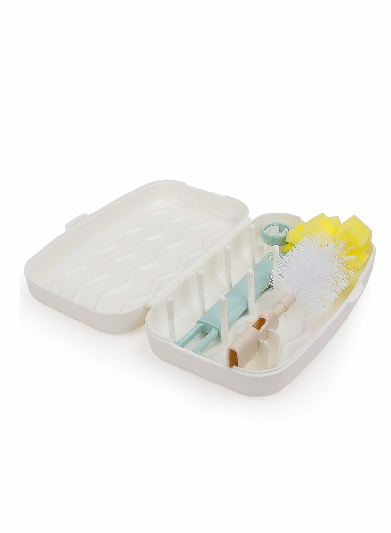 Compact Baby Bottle Drying Rack with Brush - Perfect for Working Moms, Family Visits, and Camping Adventures