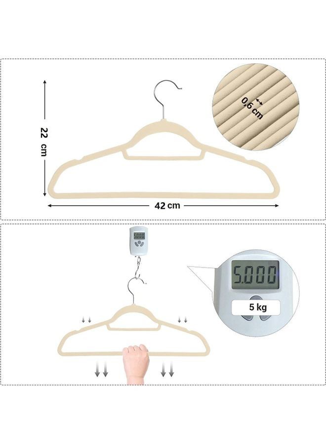 100-Piece Non Slip Velvet Hangers Beige 42x22cm