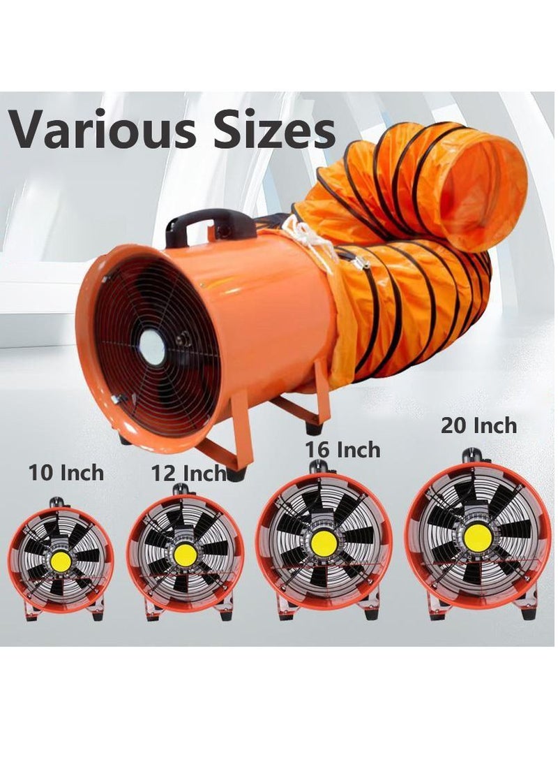 Axial Flow Fan Utility Blower Fan,Portable Air Blower,10 Inch Fan With 5m Duct,Air Ventilation Fan,Exhaust Axial Hose Fan for Industrial,Warehouse,Factory
