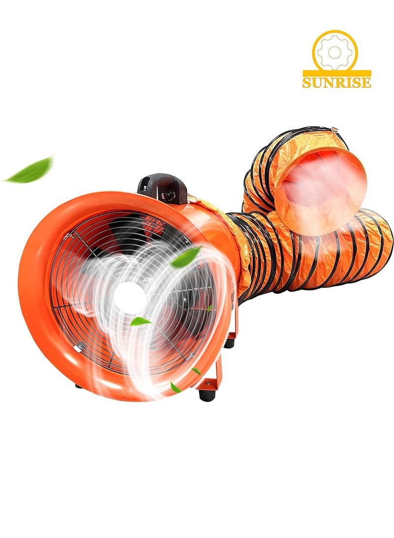 Axial Flow Fan Utility Blower Fan,Portable Air Blower,10 Inch Fan With 5m Duct,Air Ventilation Fan,Exhaust Axial Hose Fan for Industrial,Warehouse,Factory