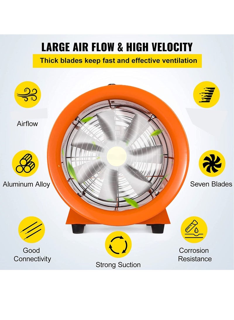Axial Flow Fan Utility Blower Fan,Portable Air Blower,10 Inch Fan With 5m Duct,Air Ventilation Fan,Exhaust Axial Hose Fan for Industrial,Warehouse,Factory