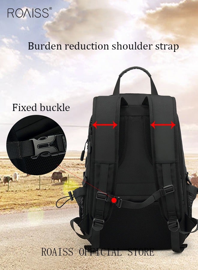 Unisex Independent Shoes Compartment Hiking Backpack 80L Large Capacity Expandable Luggage Bag with USB Port for Sports Travel Outdoor Business Trip Work Black