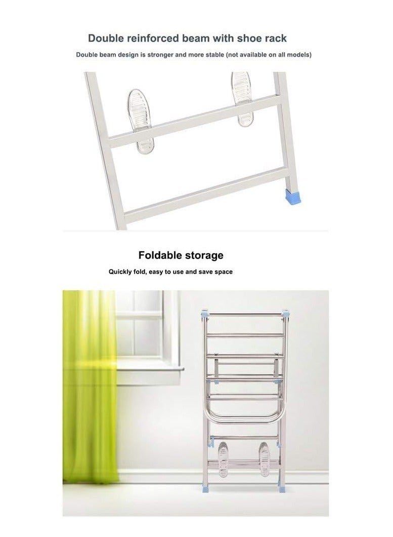 Multipurpose Easy Setup Foldable Wings Stainless Steel Clothes Hanger Drying Rack – Laundry Clothing Organization Home Essentials