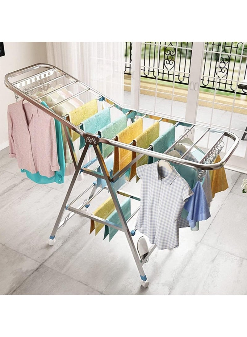 Multipurpose Easy Setup Foldable Wings Stainless Steel Clothes Hanger Drying Rack – Laundry Clothing Organization Home Essentials