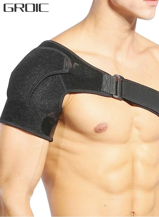 Shoulder Brace, Shoulder Support and Compression Sleeve for Torn Rotator Cuff, Dislocated Shoulder, Pain Relief, Adjustable Fits Shoulder Brace Immobilizer Strap with Ice Pack Pocket