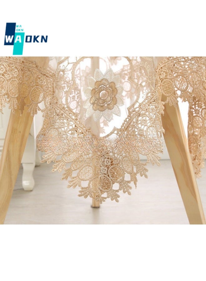 Square Tablecloth, Lace Embroidery, Waterproof Washable and Dustproof, Classic Table Cover, Suitable for Wedding Party Home, Kitchen Dining Table Decoration, 130*130cm