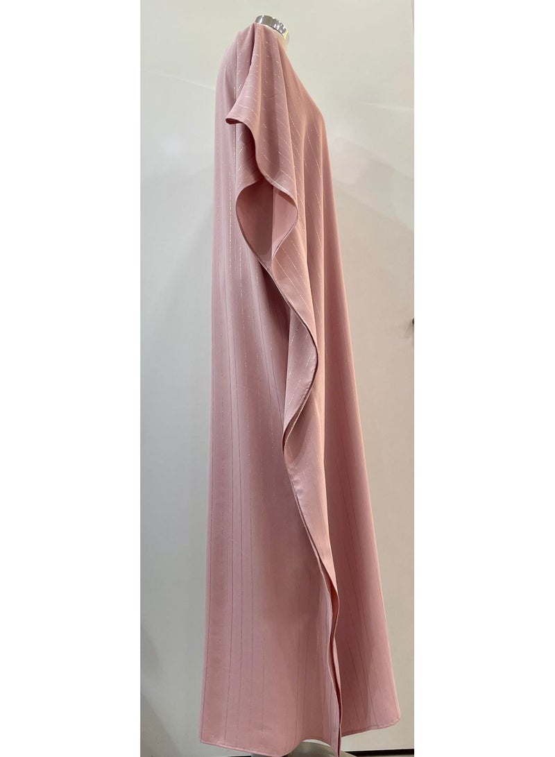 Linen Jellabiya with mix Cotton and Crepe Pink Color