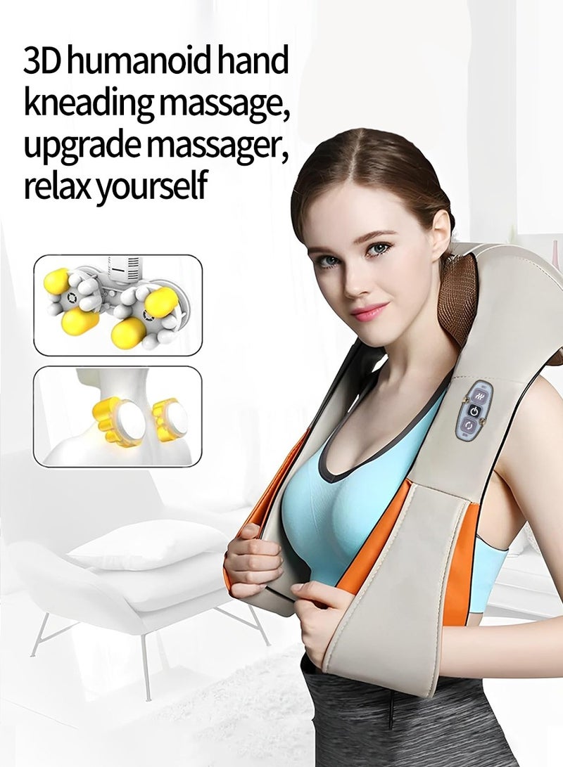 Shoulder and Neck Massager, Shawl Neck Kneading Lumbar Back Massager, Rechargeable Shiatsu Neck and Back Massager with Soothing Heat |Cordless Electric Deep Tissue 3D Kneading Massage Pillow