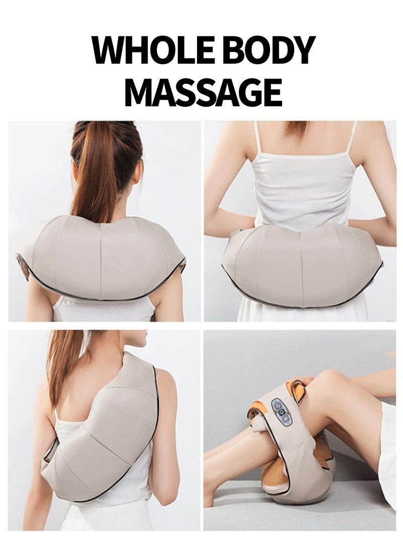 Shoulder and Neck Massager, Shawl Neck Kneading Lumbar Back Massager, Rechargeable Shiatsu Neck and Back Massager with Soothing Heat |Cordless Electric Deep Tissue 3D Kneading Massage Pillow