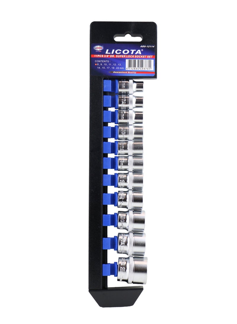 11-Piece Super Lock Socket Set Black/Blue/Silver