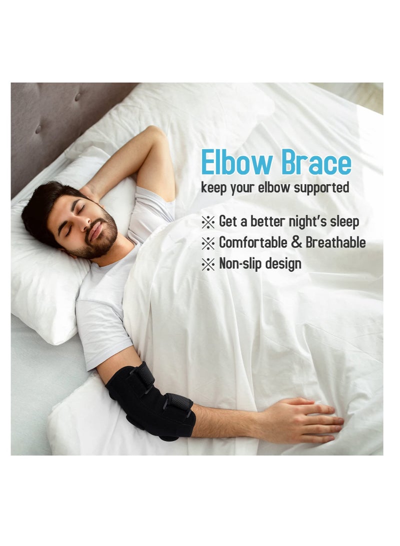 Adjustable Elbow Brace for Comfortable Sleep Support with Removable Splints for Cubital Tunnel Syndrome and Tendonitis