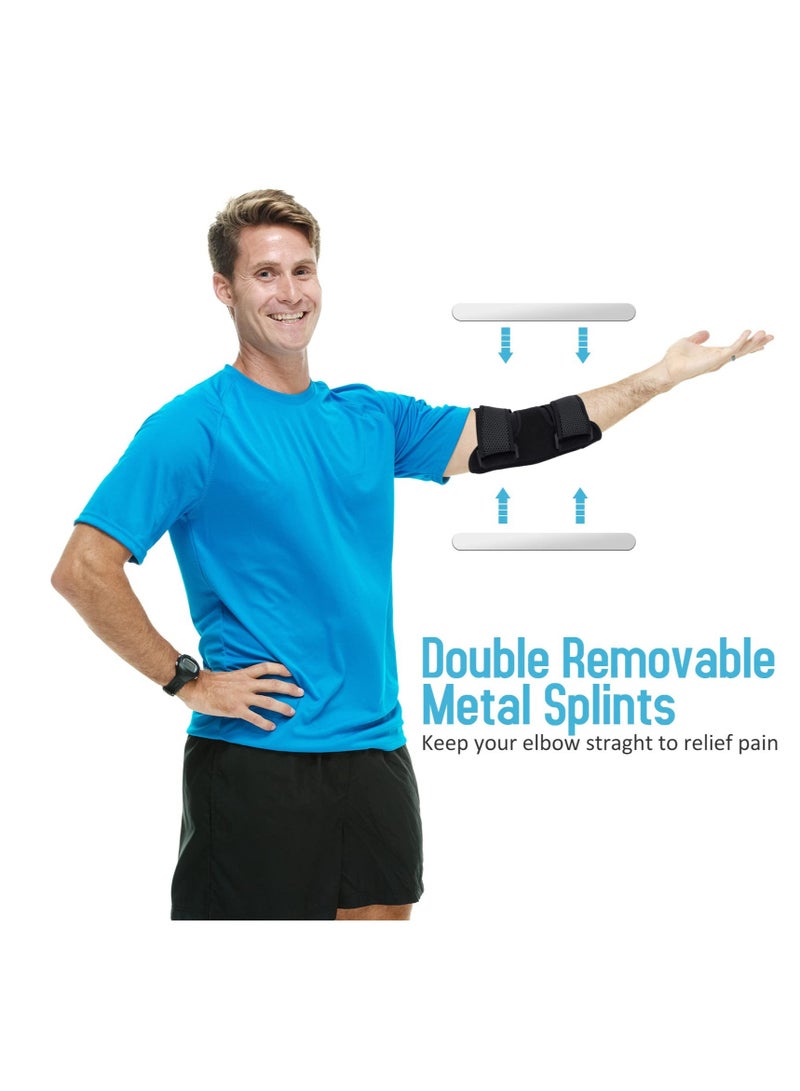 Adjustable Elbow Brace for Comfortable Sleep Support with Removable Splints for Cubital Tunnel Syndrome and Tendonitis