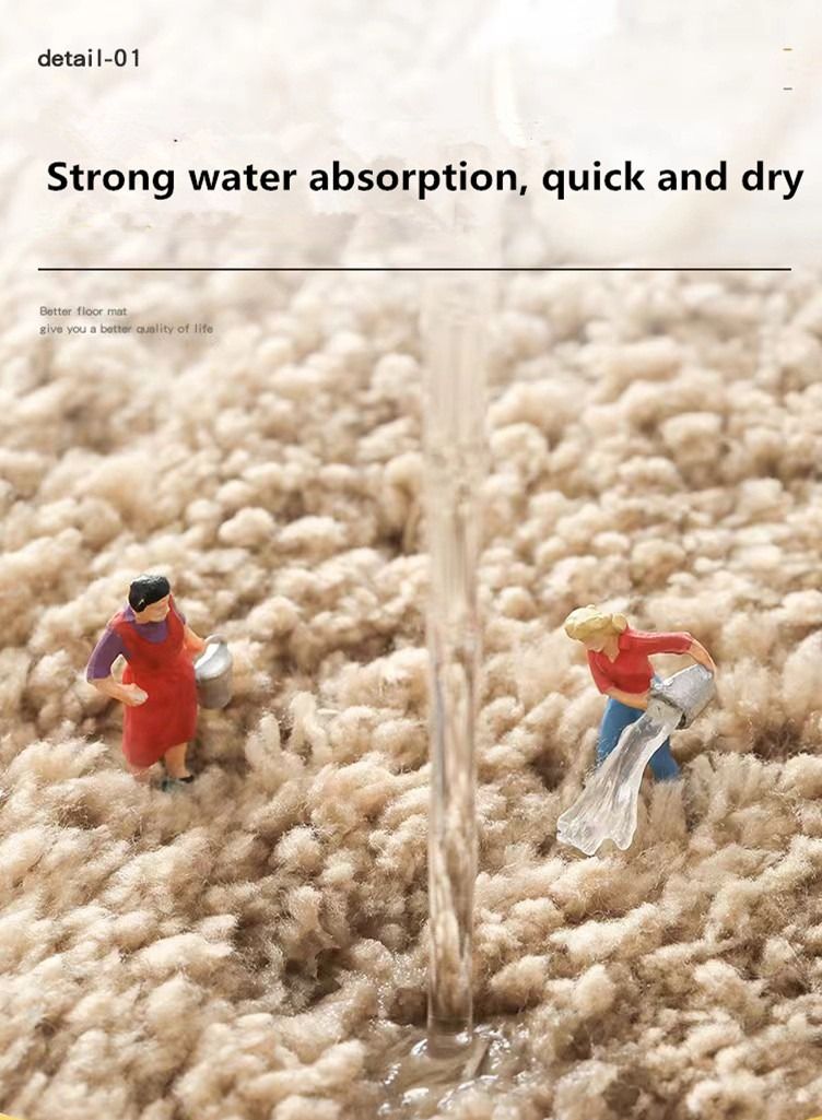 Non-Slip Bath Mat Super Absorbent Shower Thickened Soft 50 x 80 centimeter