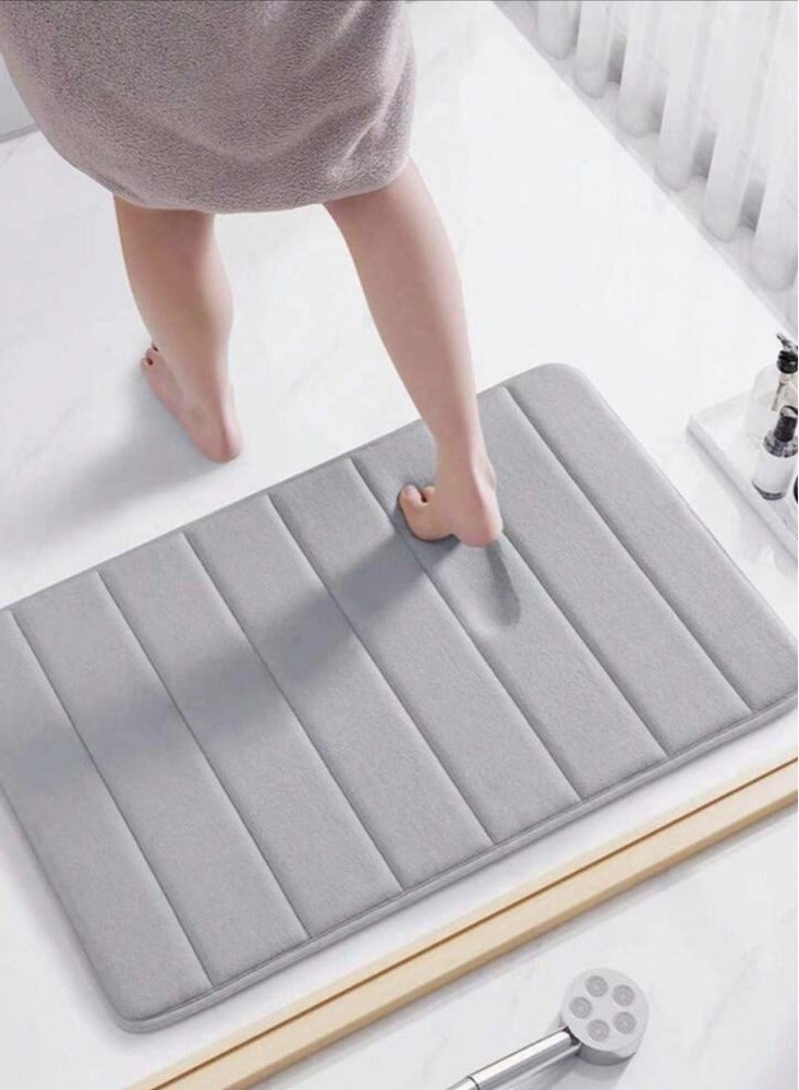 3-Pieces Coral Velvet Bathroom Floor Mat Suit Solid Color Toilet Carpet Set Grey