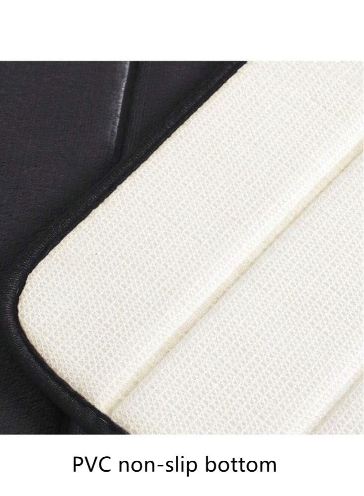 3-Pieces Coral Velvet Bathroom Floor Mat Suit Solid Color Toilet Carpet Set Black