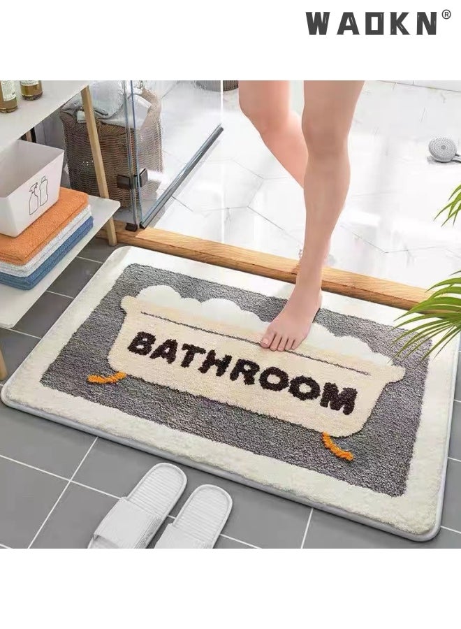 Bathroom Rug Ultra Soft Microfiber Bathroom Mats Extra Absorbent Bath Rugs Machine Washable/Dry, Non-Slip Bathroom Carpet for Tub Bathroom and Shower Anti-slip bath mat（50*80 cm）