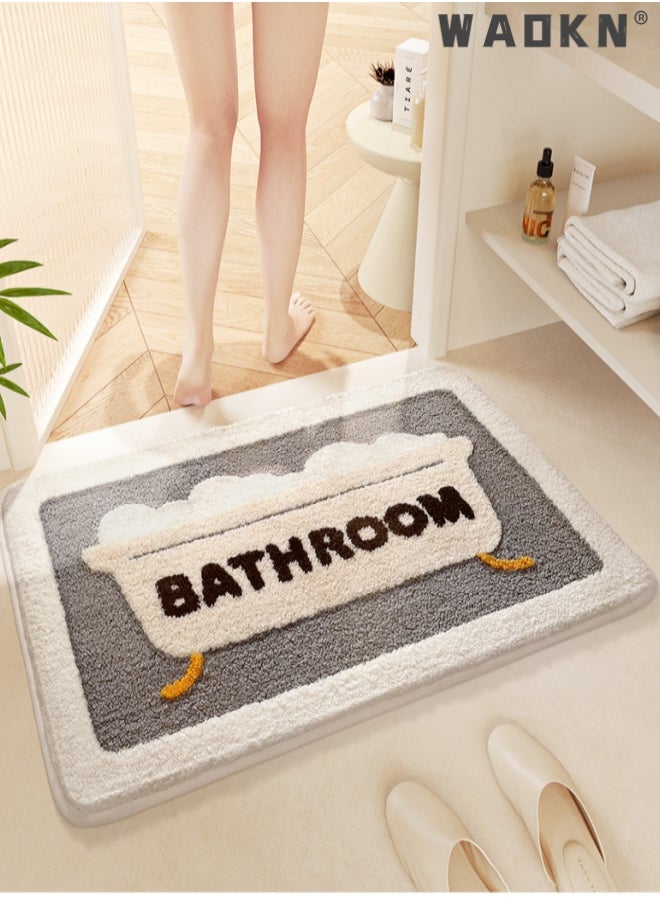 Bathroom Rug Ultra Soft Microfiber Bathroom Mats Extra Absorbent Bath Rugs Machine Washable/Dry, Non-Slip Bathroom Carpet for Tub Bathroom and Shower Anti-slip bath mat（50*80 cm）
