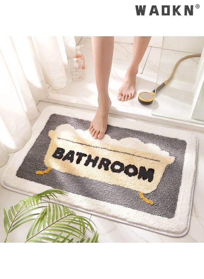 Bathroom Rug Ultra Soft Microfiber Bathroom Mats Extra Absorbent Bath Rugs Machine Washable/Dry, Non-Slip Bathroom Carpet for Tub Bathroom and Shower Anti-slip bath mat（50*80 cm）