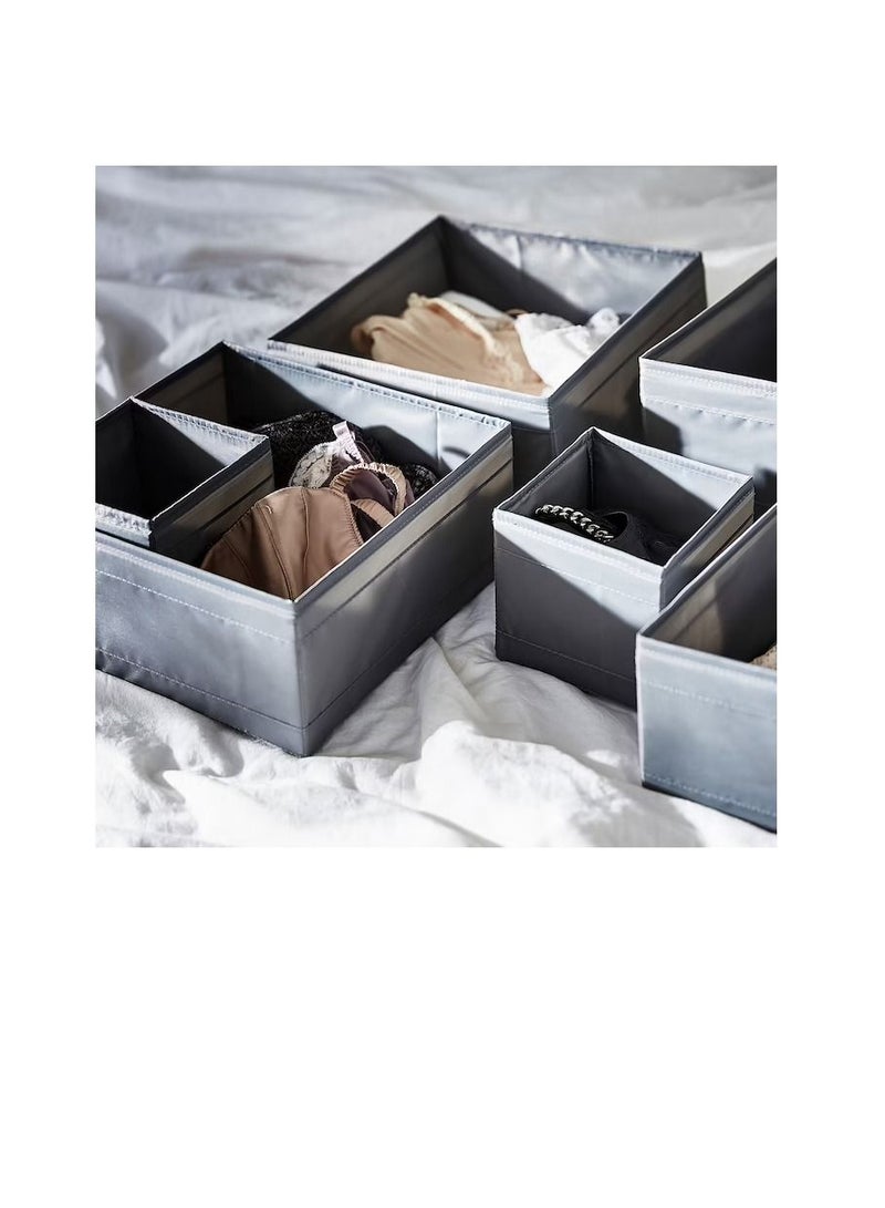 Box, set of 6, dark grey