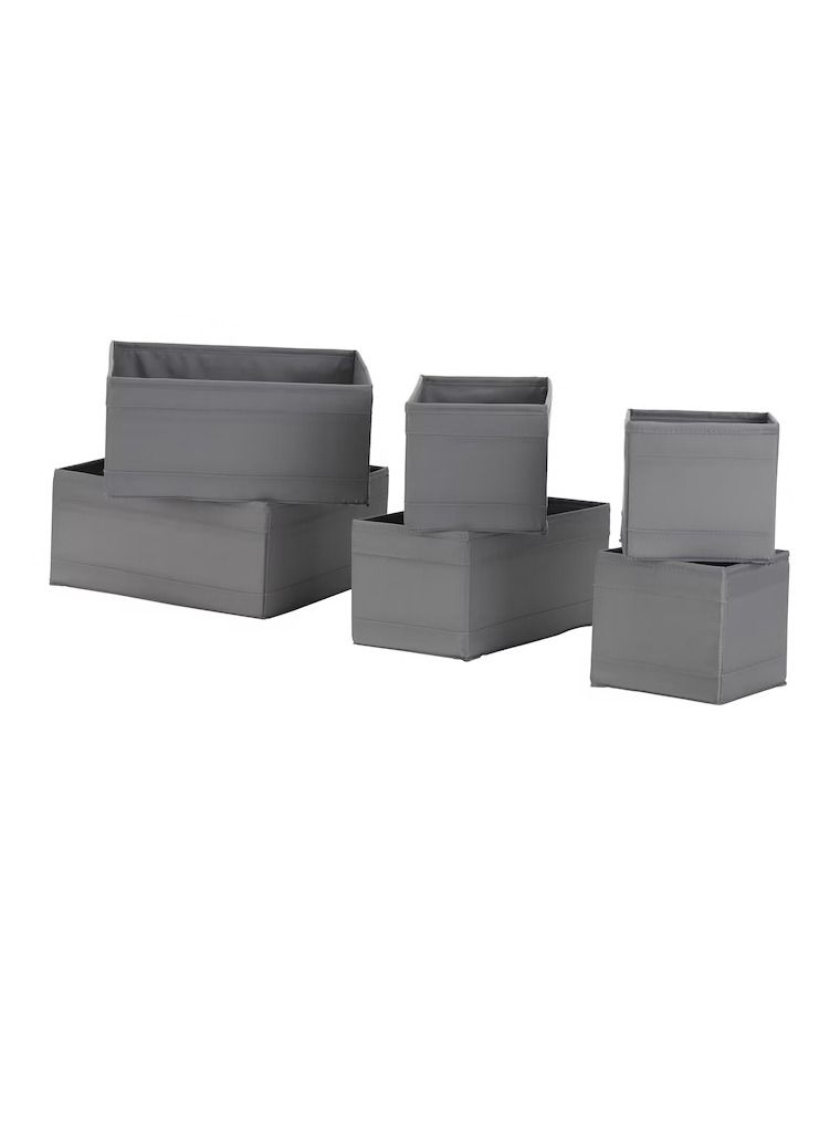 Box, set of 6, dark grey