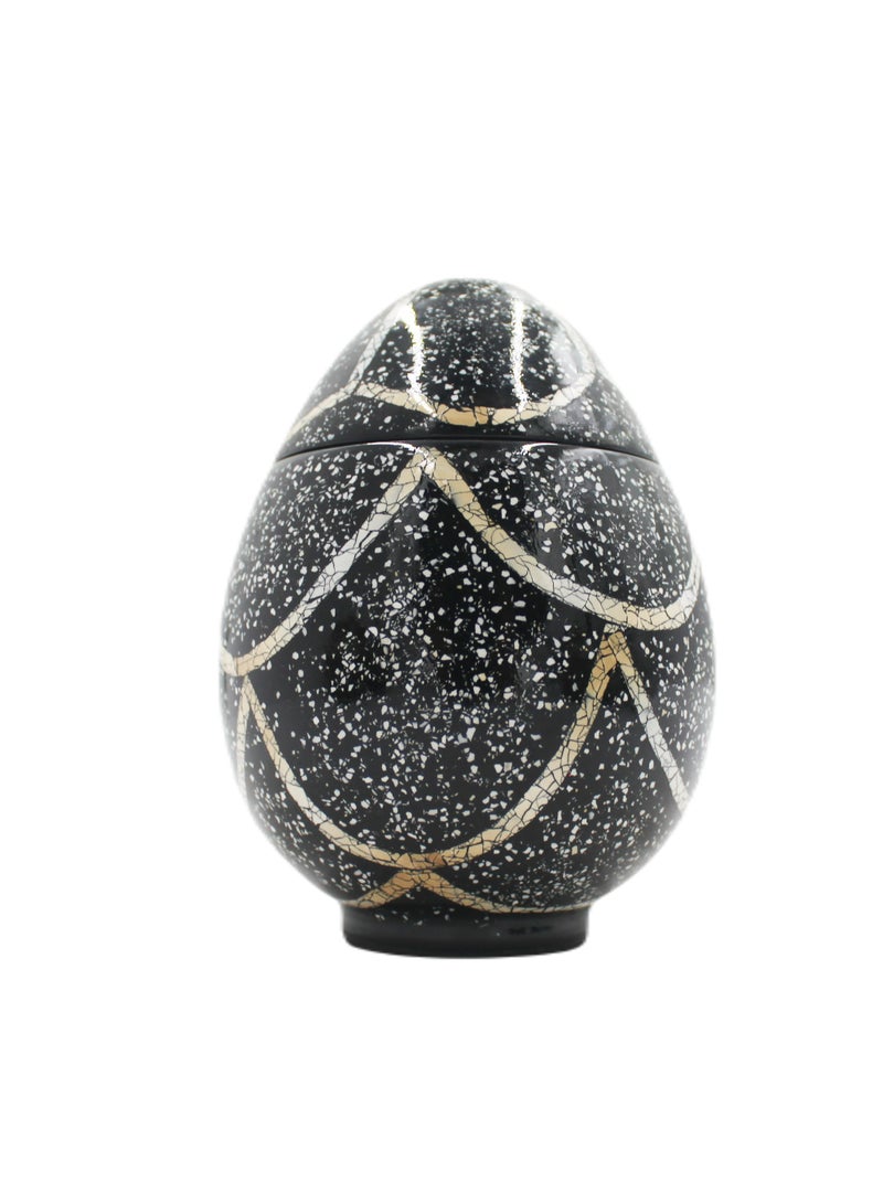 Vietnam Handmade Hand Painted Lacquer Egg Shape Pot