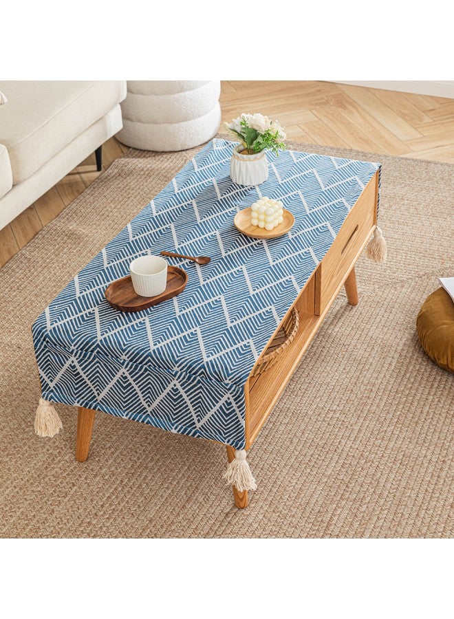 Linen Coffee Tablecloth, Rectangular Table Cloth Tablecloth Rustic Farmhouse Coffee Table Cover Striped Coffee Tablecloth Washer Dryer Fridge Top Dust Cover - 50x150 cm