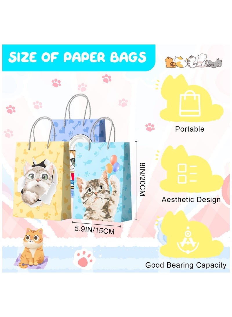 Cat Party Favors, 72pcs Kitty Party Favors Set Including Cat Goodie Bags Ears Headband Stickers Keychains Slap Bracelets etc Cat Themed Party Favors for Cat Birthday Party Decorations Supplies