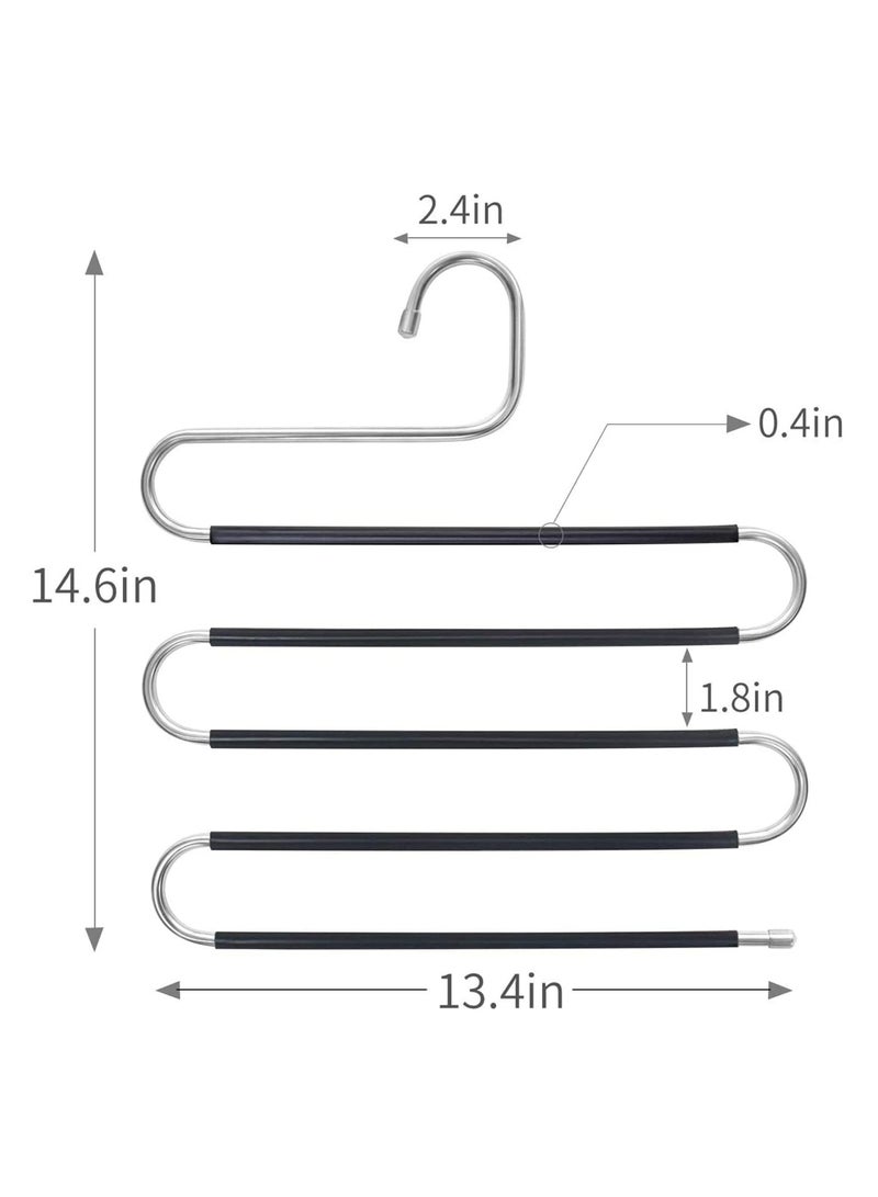 Pants Hangers, S Shaped Non Slip Space Saving Pants Hangers Trouser Hangers Stainless Steel Metal Multilayer Pants Hangers Closet Storage for Pants Jeans Shirts Scarfs Ties