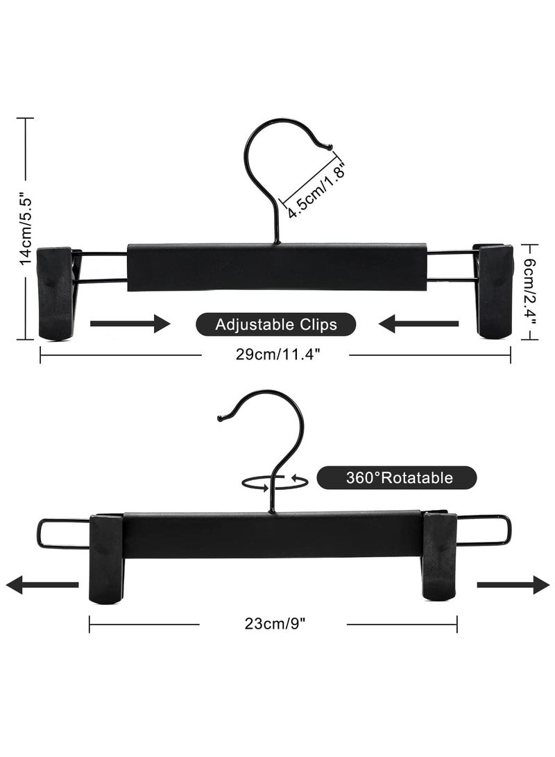 Pants Hangers with Adjustable Anti-Rust Clips for Pants, Skirts, Clothes Hangers Black