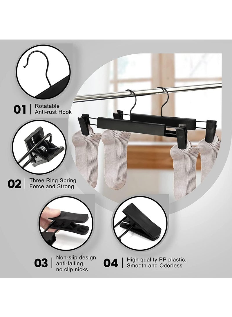 Pants Hangers with Adjustable Anti-Rust Clips for Pants, Skirts, Clothes Hangers Black