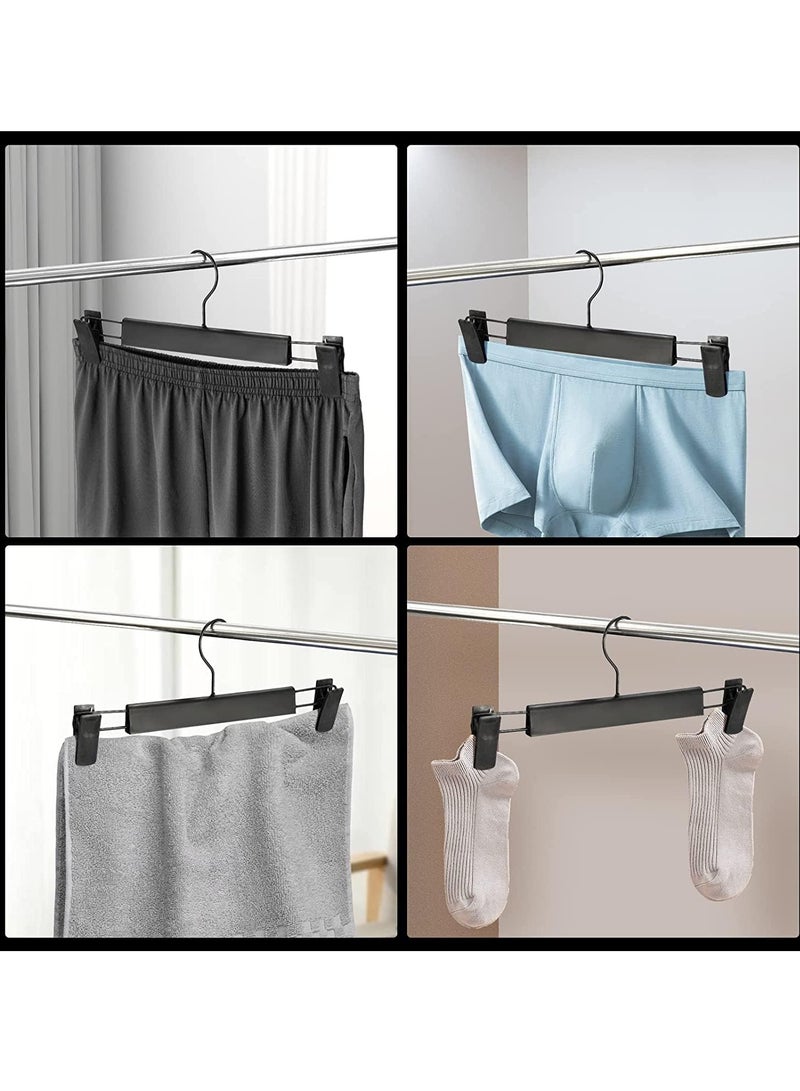 Pants Hangers with Adjustable Anti-Rust Clips for Pants, Skirts, Clothes Hangers Black