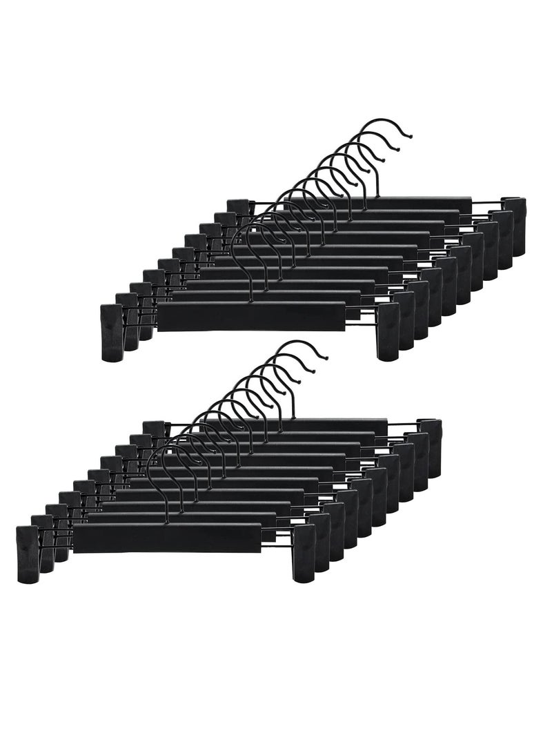 Pants Hangers with Adjustable Anti-Rust Clips for Pants, Skirts, Clothes Hangers Black