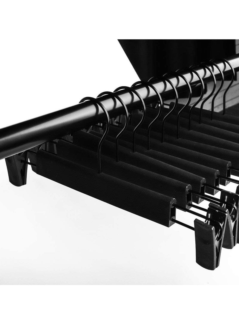 Pants Hangers with Adjustable Anti-Rust Clips for Pants, Skirts, Clothes Hangers Black