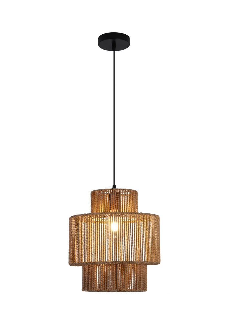 Hand-Woven Bamboo Pendant Light, Rattan Handwoven Pendant Lamp, Natural Chandeliers Domed Shape Woven Light 1 Light Hanging Light for Kitchen Farmhouse Brown 31cm