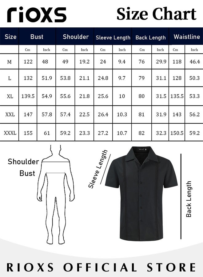 Men's Shirts, Button-Up Short Sleeve Top, Solid Color V-Neck Henley Shirts, Summer Loose Shirt, Casual Beach Shirts For Men, Comfy Mens Dress Shirts Tops For Hawaiian Office Or Daily Wear