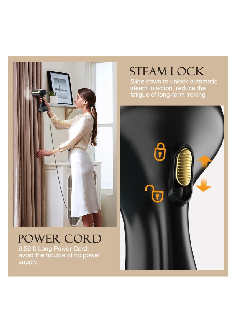Clothes Steamer 1500W Steamer For Clothes- 20s Fast Preheating Portable Handheld Garment Fabric Steamer With Brush Head, Ironing Glove & Large Water Tank for Home