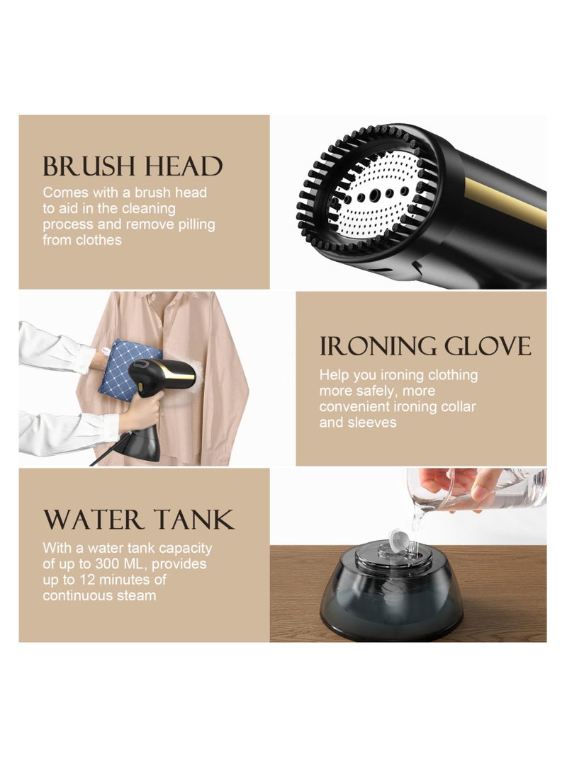 Clothes Steamer 1500W Steamer For Clothes- 20s Fast Preheating Portable Handheld Garment Fabric Steamer With Brush Head, Ironing Glove & Large Water Tank for Home