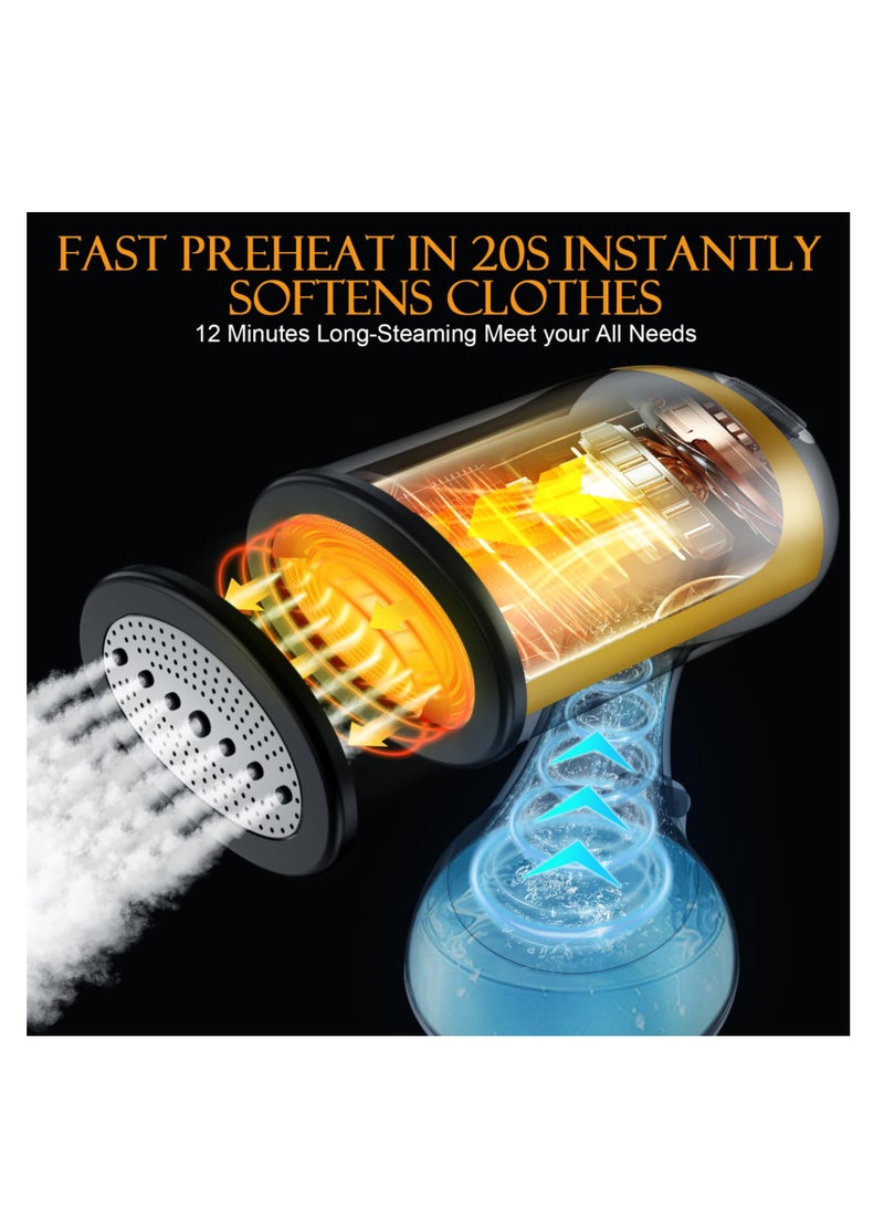Clothes Steamer 1500W Steamer For Clothes- 20s Fast Preheating Portable Handheld Garment Fabric Steamer With Brush Head, Ironing Glove & Large Water Tank for Home