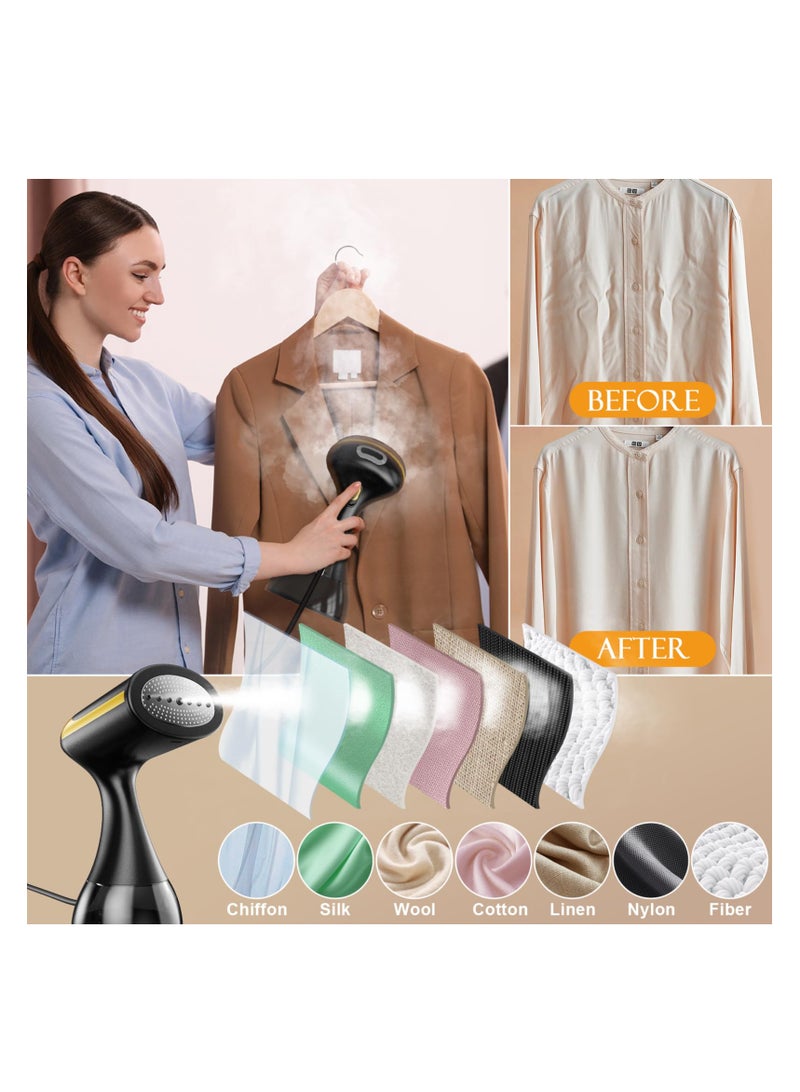 Clothes Steamer 1500W Steamer For Clothes- 20s Fast Preheating Portable Handheld Garment Fabric Steamer With Brush Head, Ironing Glove & Large Water Tank for Home