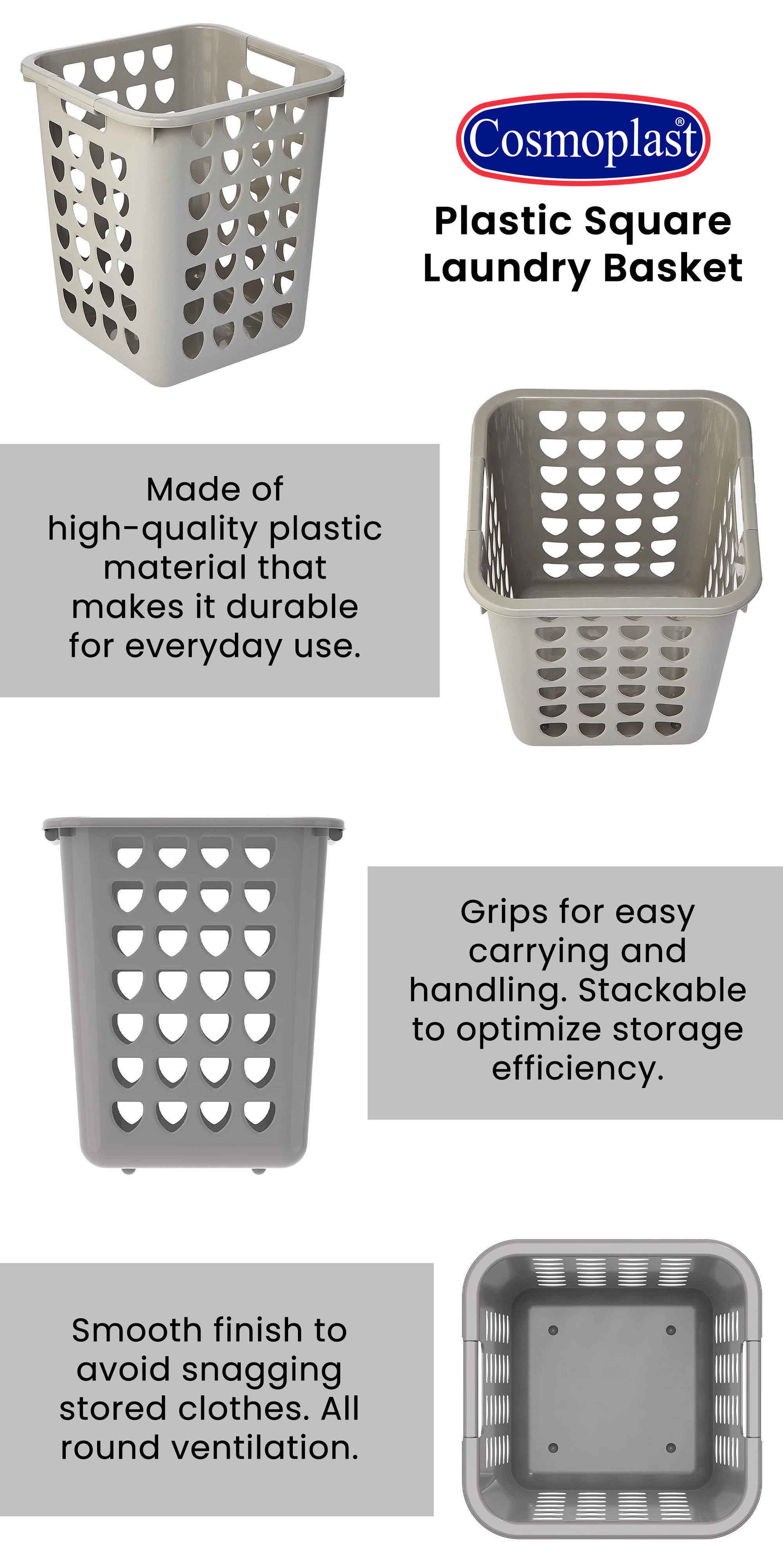 Mini Laundry Basket- White 33Liters
