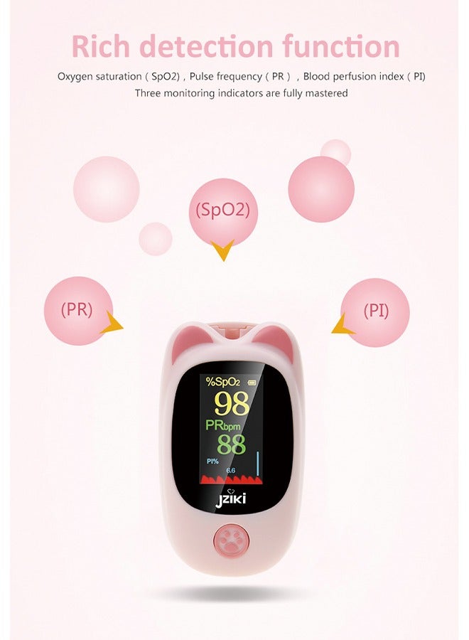 JZIKI Children's Pulse Oximeter - Fingertip Blood Oxygen Monitor,Pink