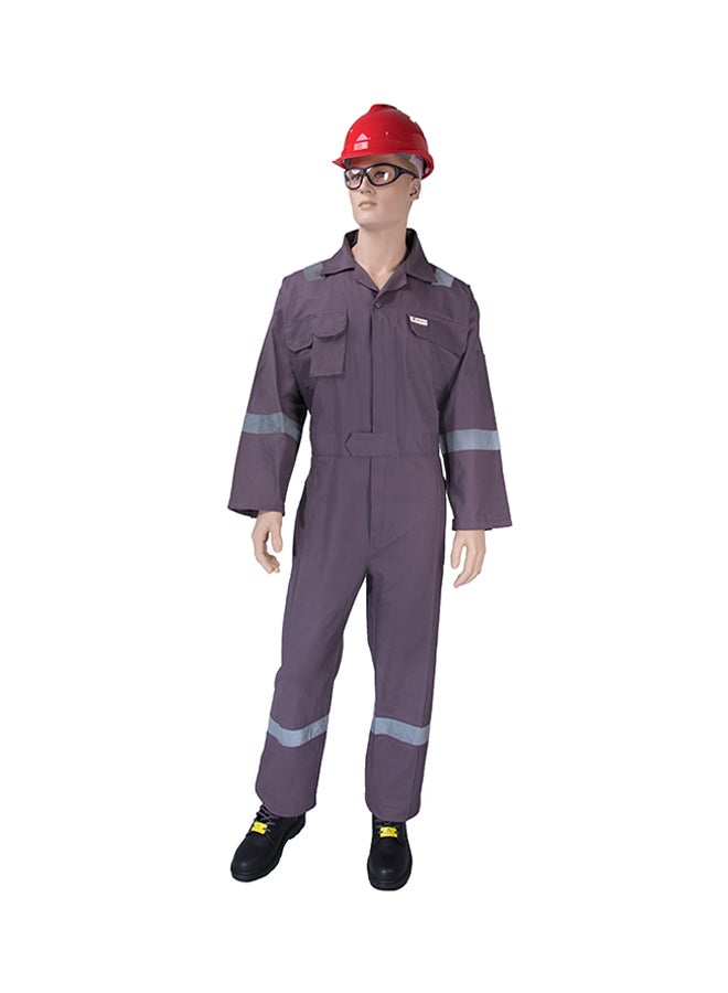 Comfort Safety Coverall With 6 Reflective Tapes Grey Medium